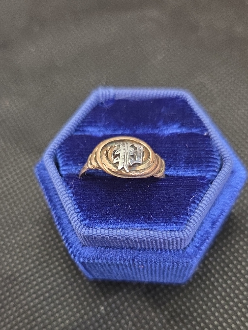 VICTORIAN  Signet/Promise  Ring with Silver "P".